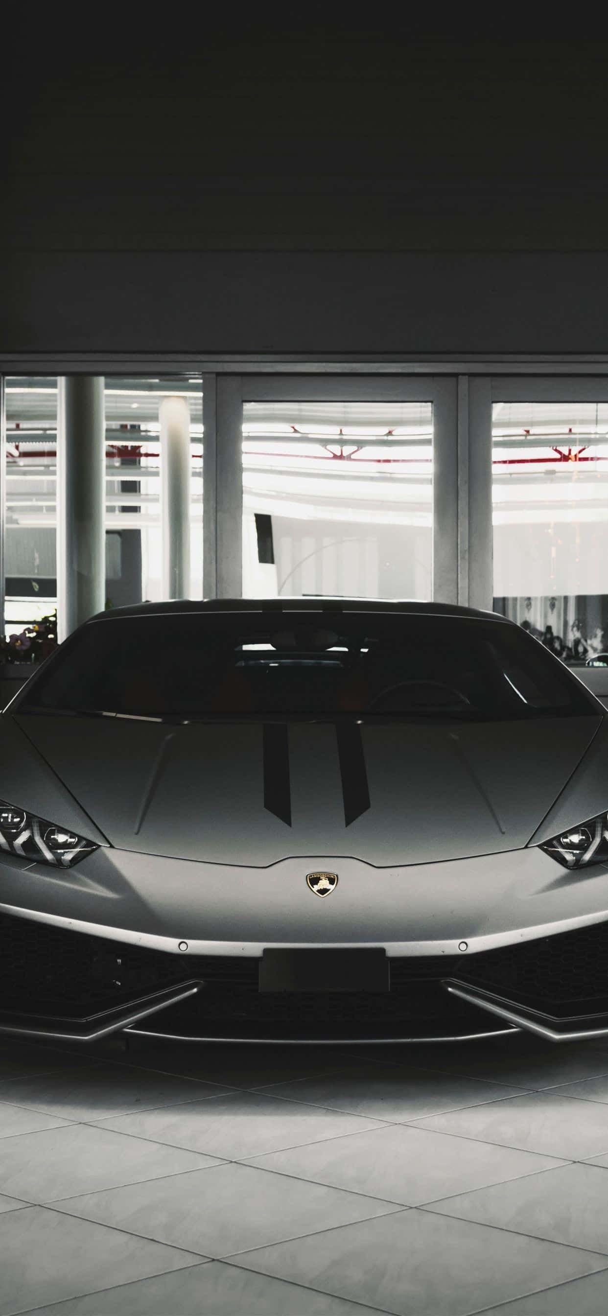 Lamborghini Negru iPhone Vedere Frontală Fundal