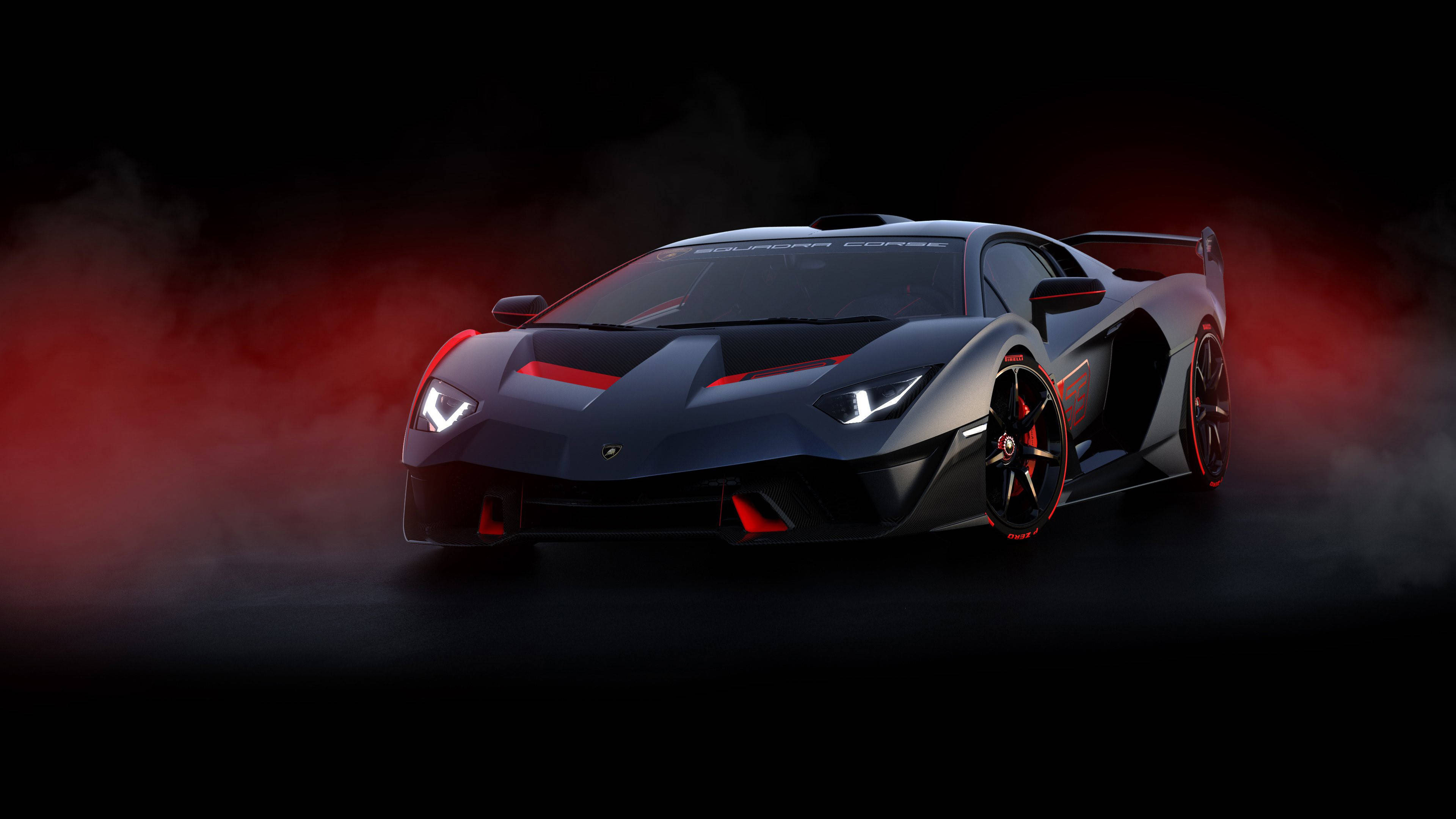 Lamborghini negru mat 4K Fundal