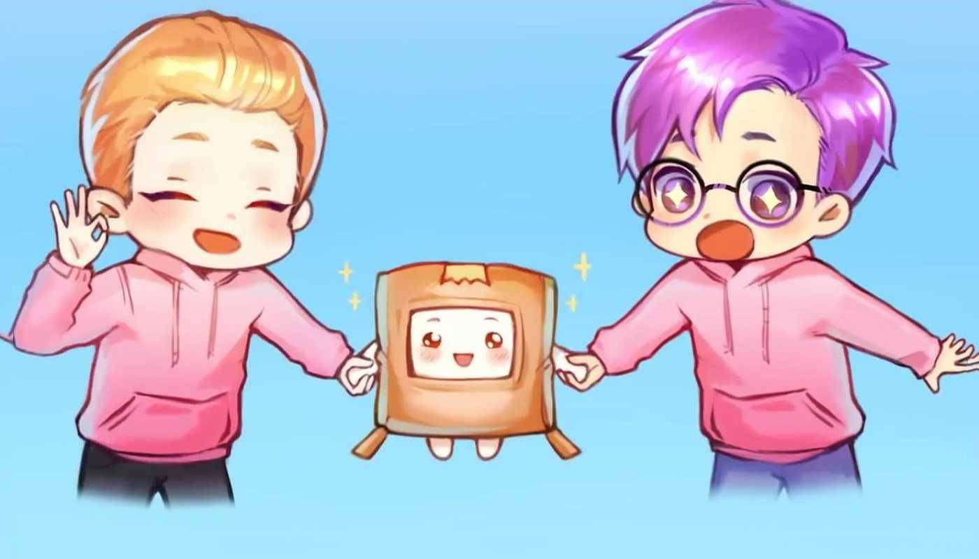 LankyBox Boxy Adam și Justin animați Fundal