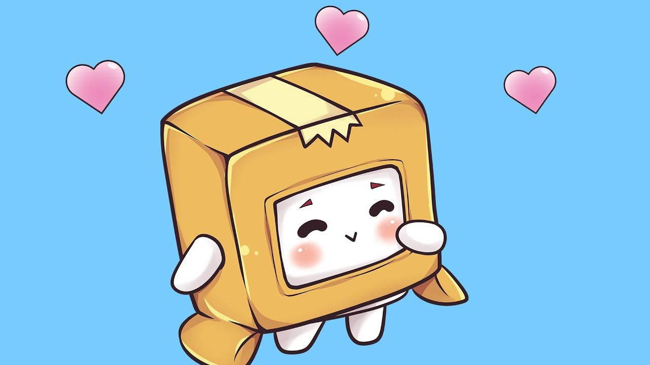 LankyBox Boxy drăguț pe fundal albastru Fundal
