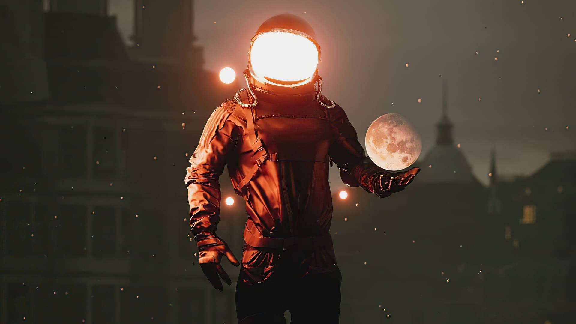 Fundal laptop cu astronaut estetic