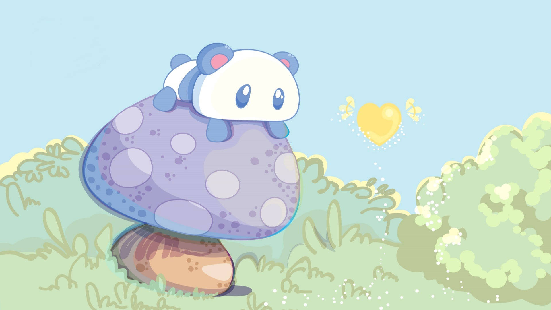 Laptop cu Panda Kawaii Fundal