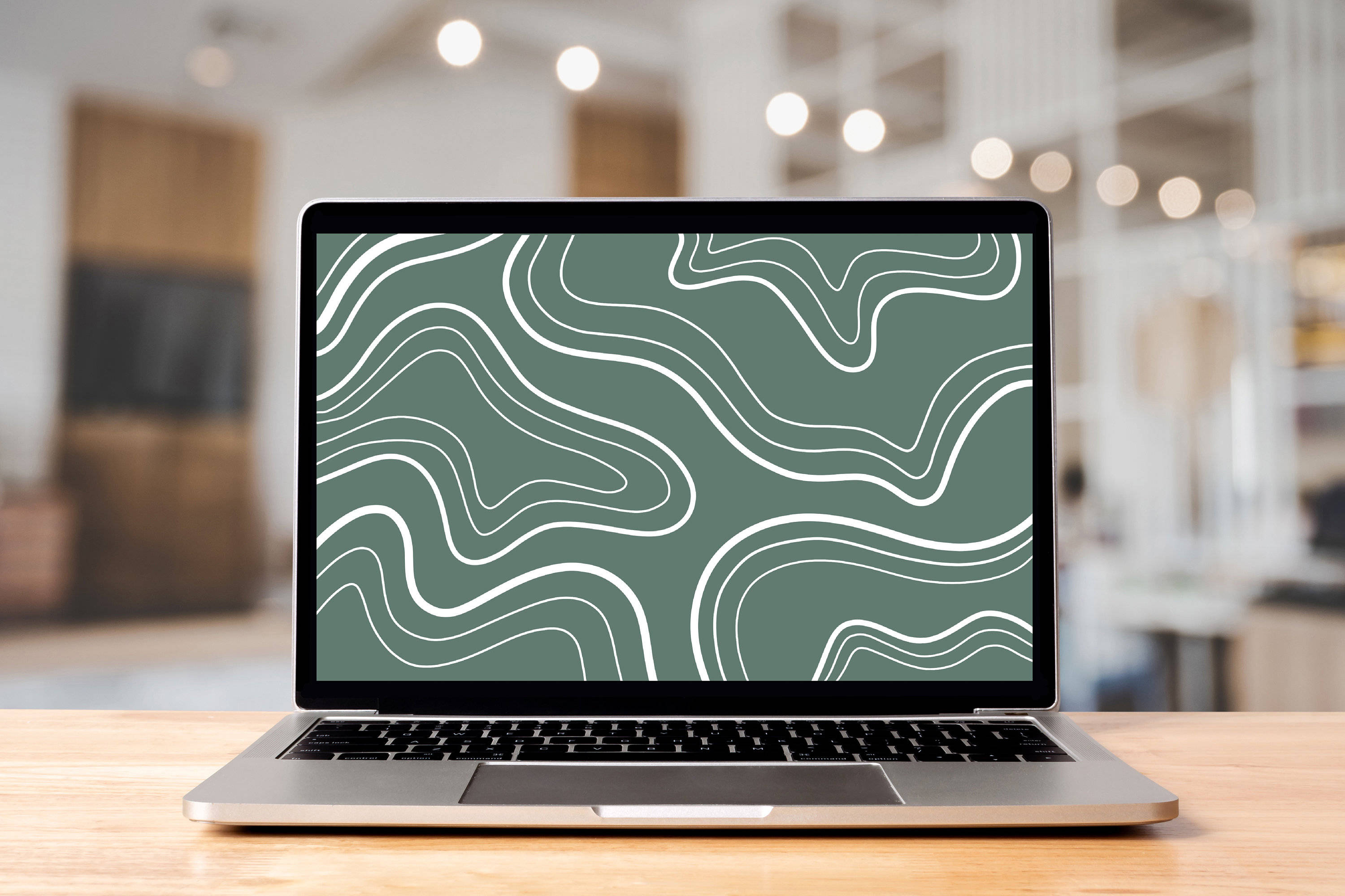 Laptop estetic verde salvie Fundal