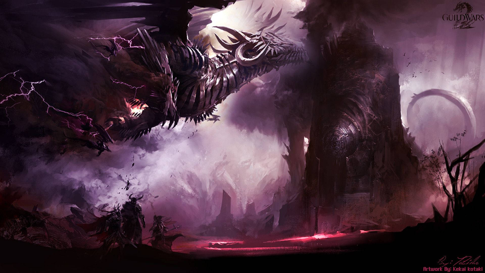 Legendă: Dragon japonez întunecat și misterios, înfățișat pe ecranul PC-ului Fundal