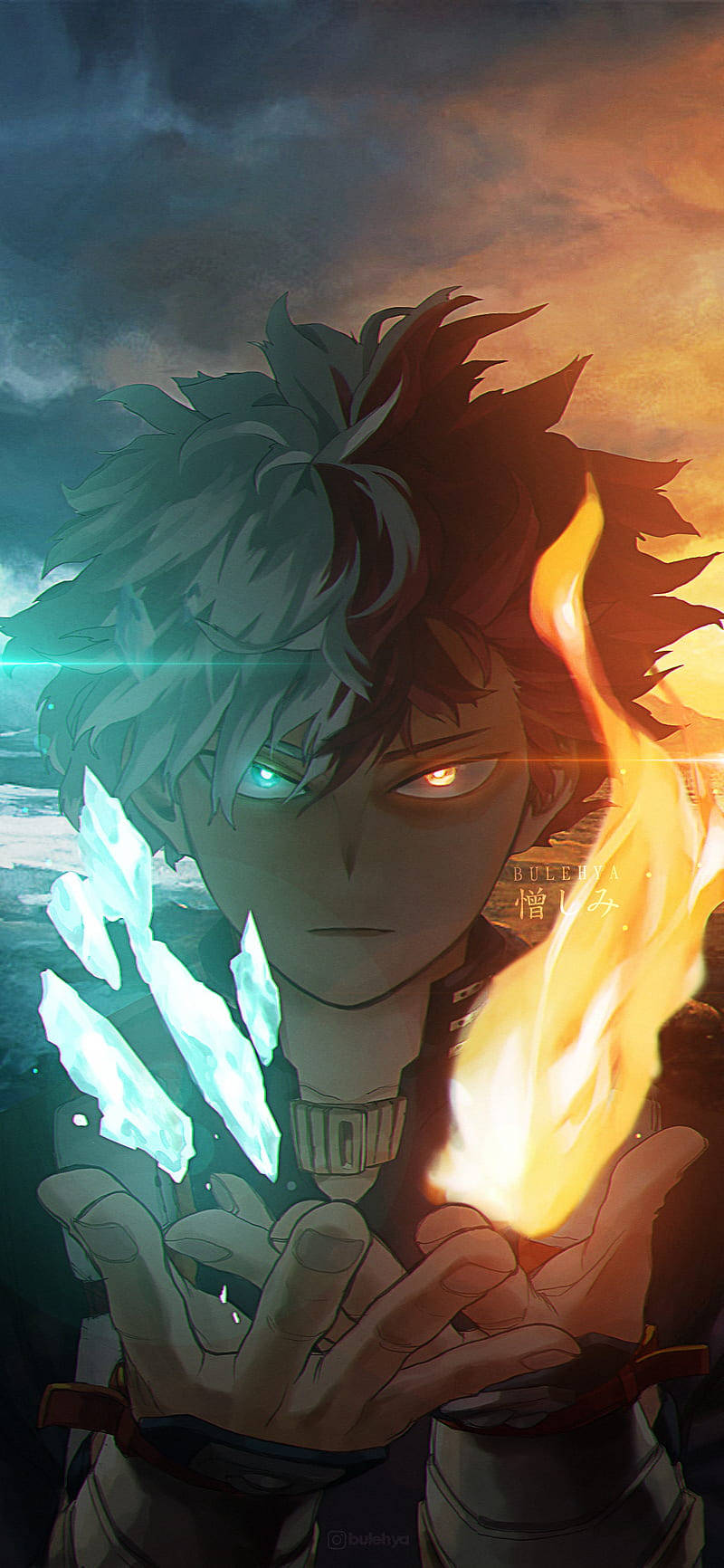 Legendă: Triplu Putere Intensă: Deku, Todoroki și Bakugou Fundal
