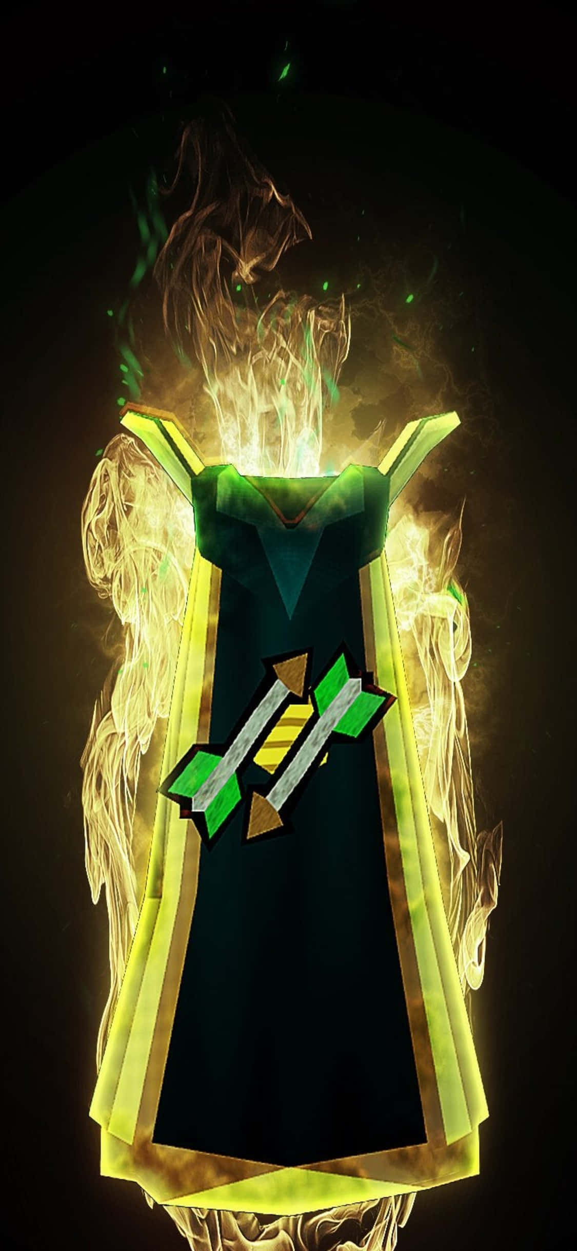 Legenda: Vedere atmosferica a peisajului jocului Runescape pe iPhone XS Fundal