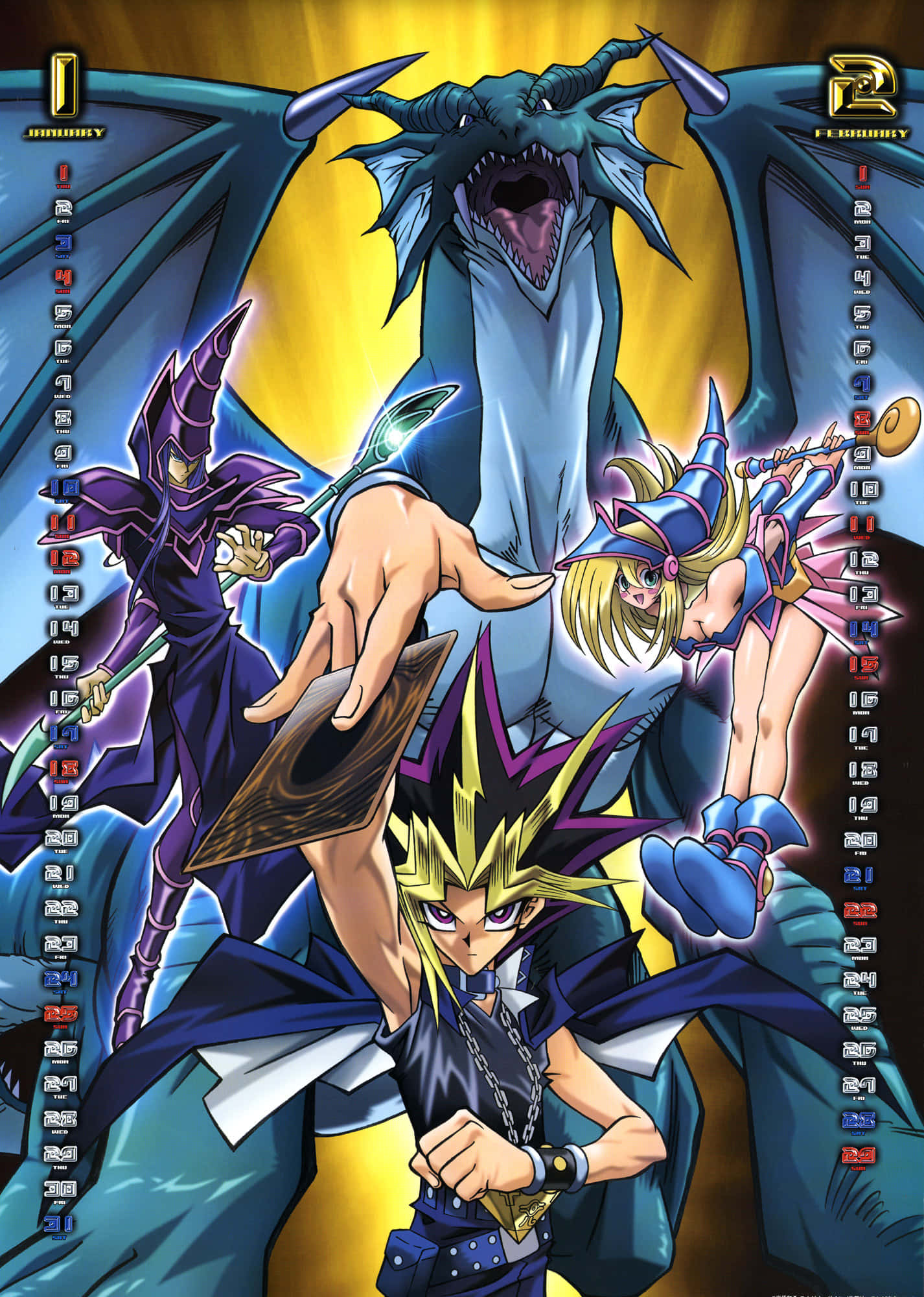 Legendary Yugioh Dark Magician in Action Fundal