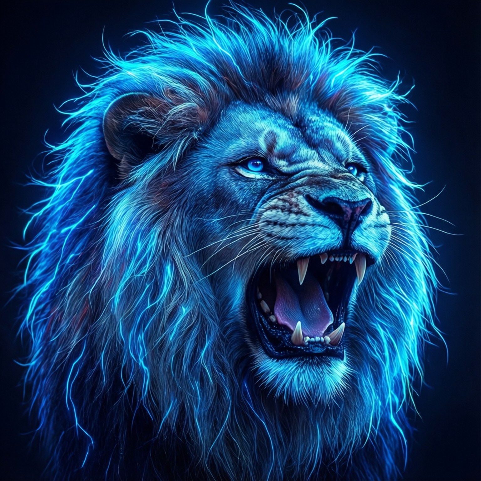 Leu Albastru Neon Fundal