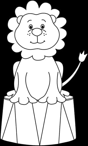 Leu de desene animate pe piedestal de circ Fundal