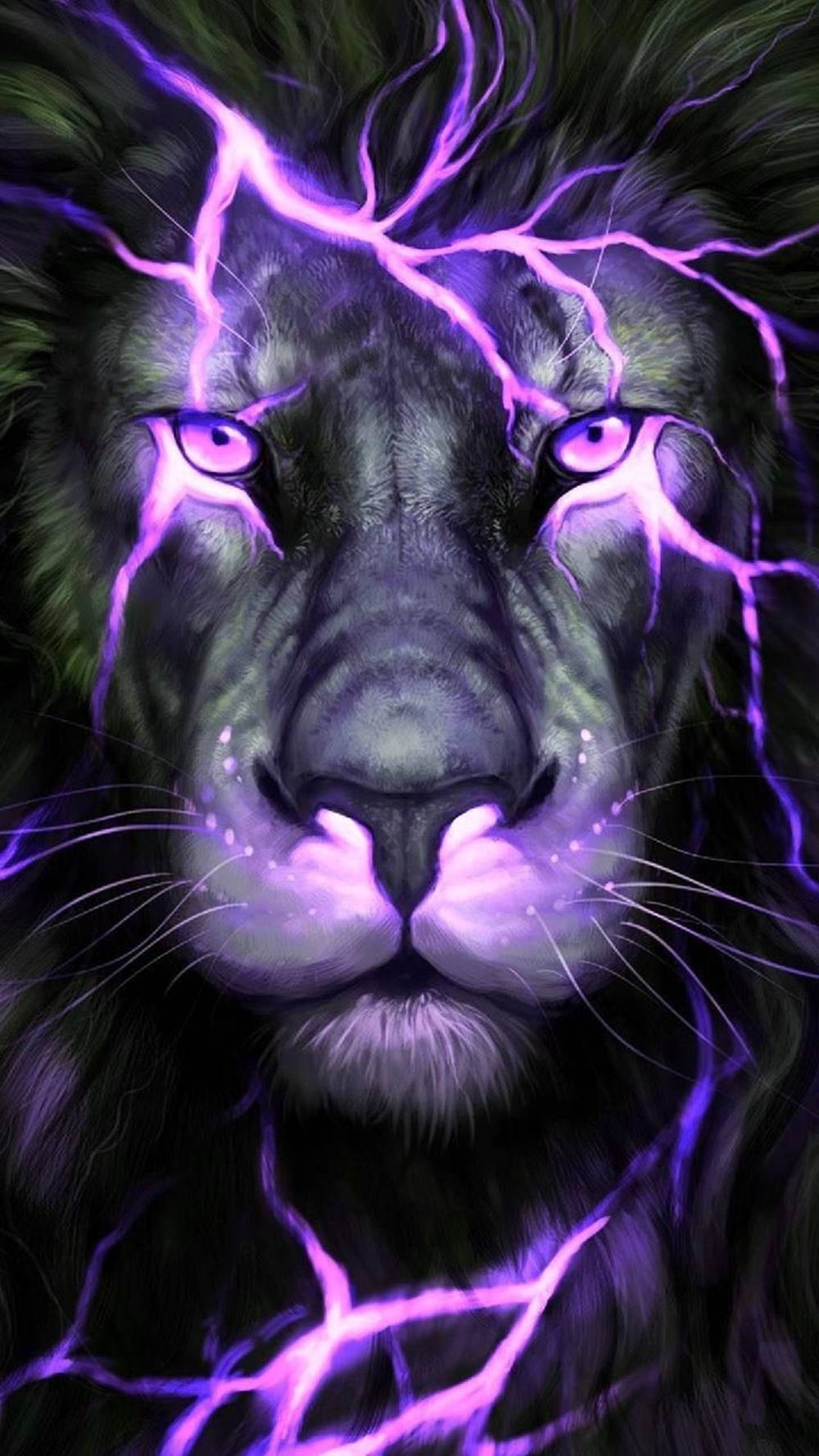 Leu Neon Violet în Galaxie Fundal