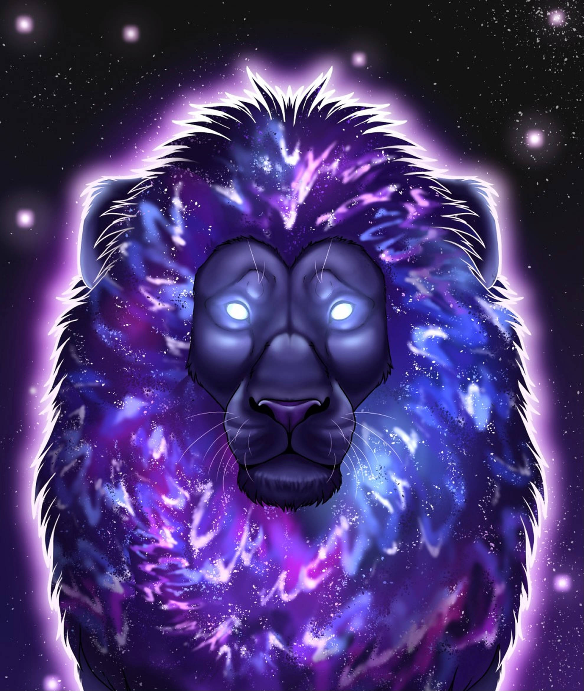 Leu violet strălucitor din galaxie Fundal
