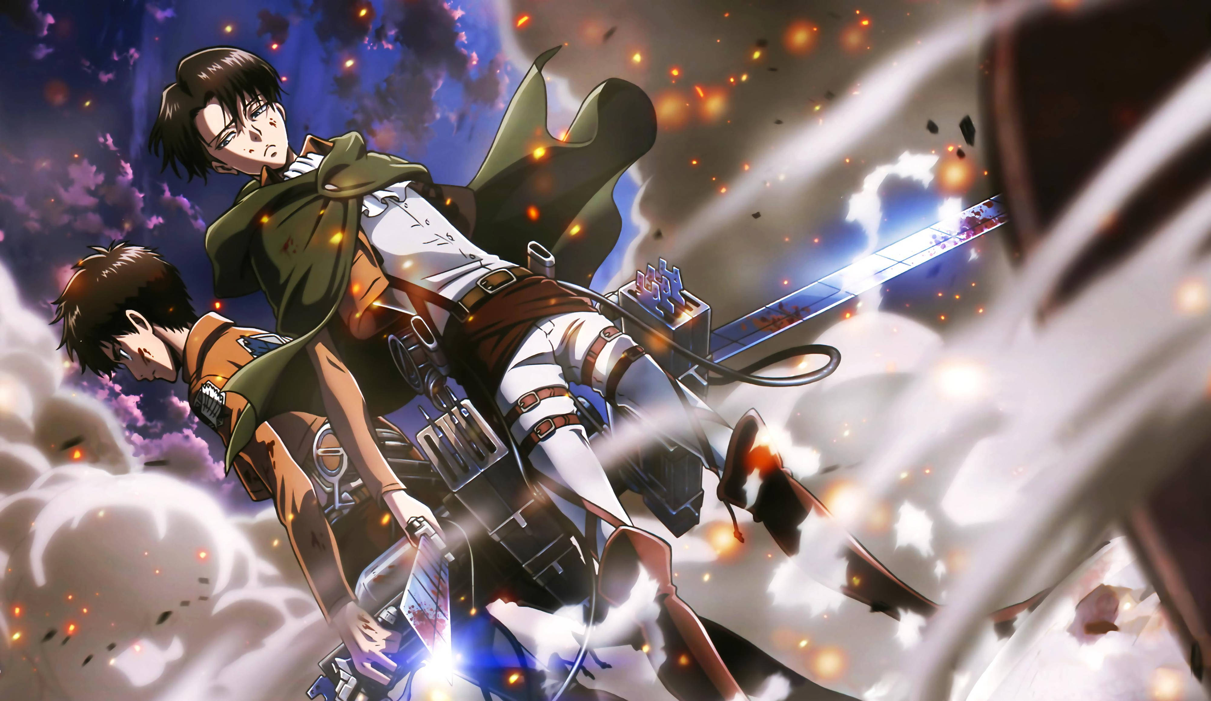 Levi și Eren AOT Anime 4K Fundal