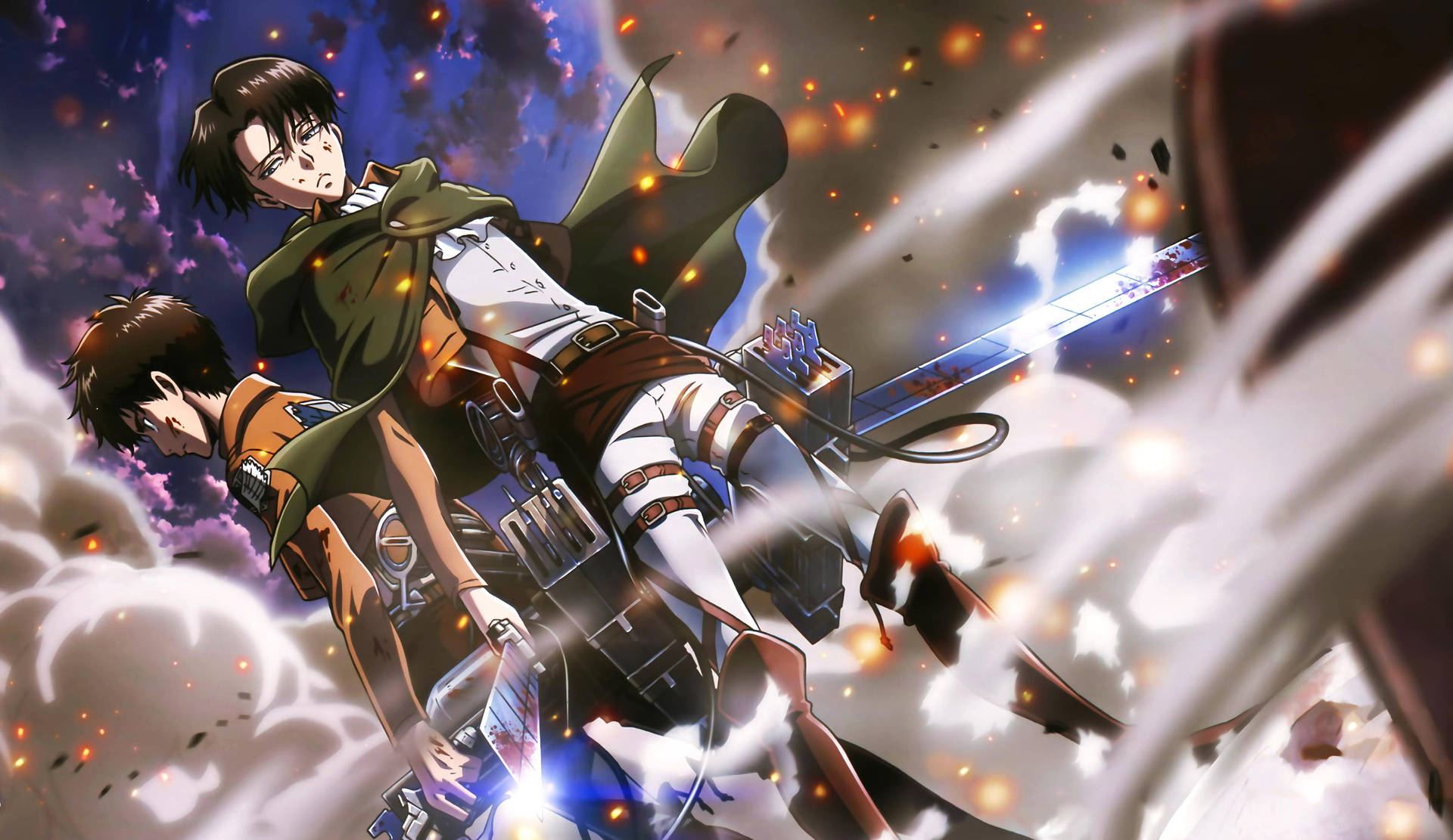 Wallpaper anime 4k cu Levi și Eren din AOT — Anime 4K GIF Fundal