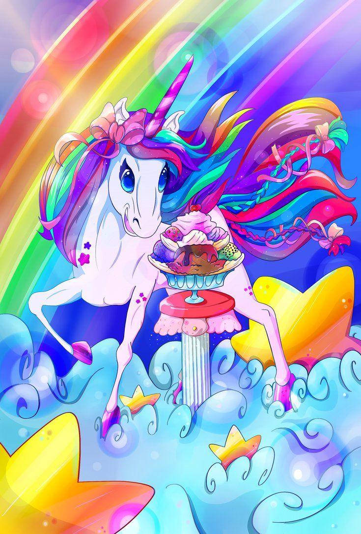 Licornă Lisa Frank cu înghețată Fundal