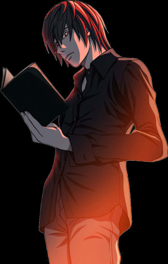 Light Yagami ținând Death Note — Anime estetic GIF Fundal