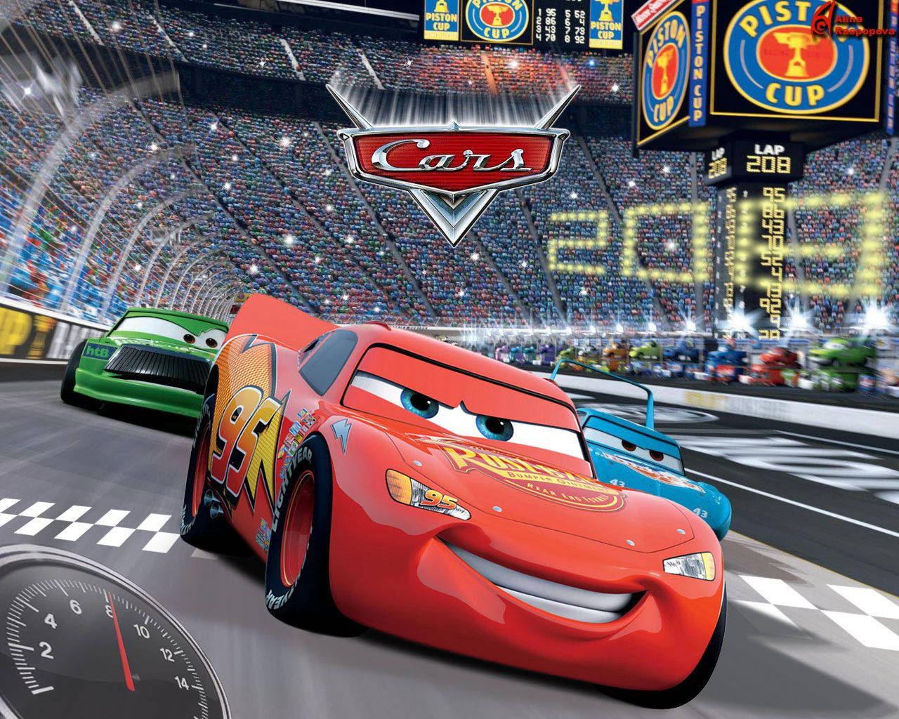 Lightning McQueen în cursă Fundal