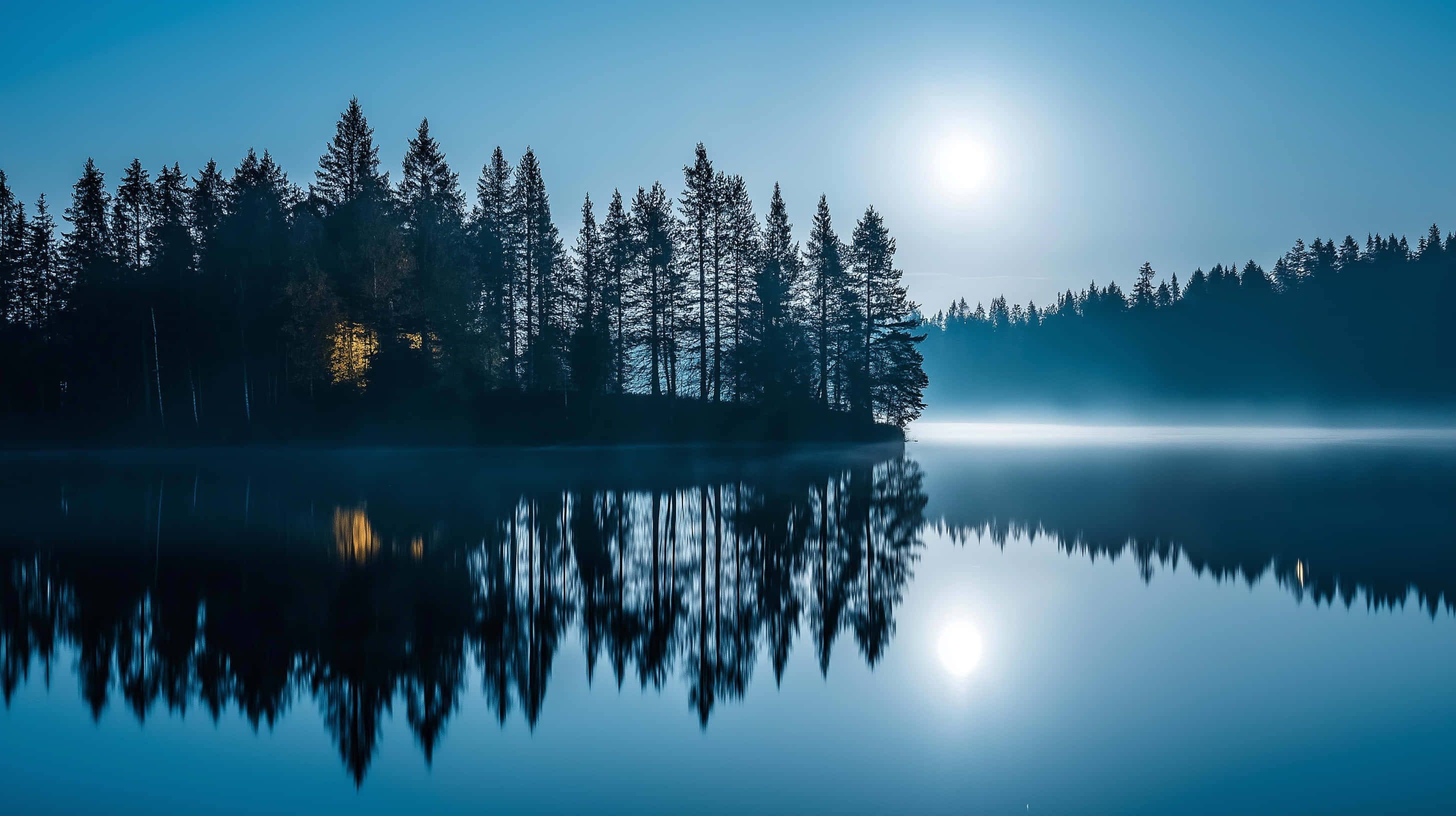 Liniște pe Lacul în Lumina Lunii Fundal