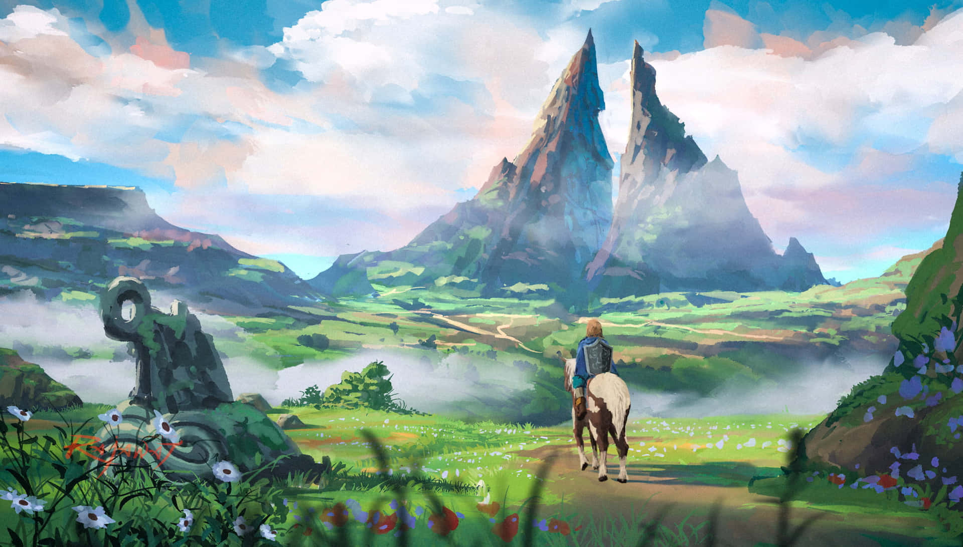 Link și Triforța Înțelepciunii din franciza The Legend of Zelda Fundal
