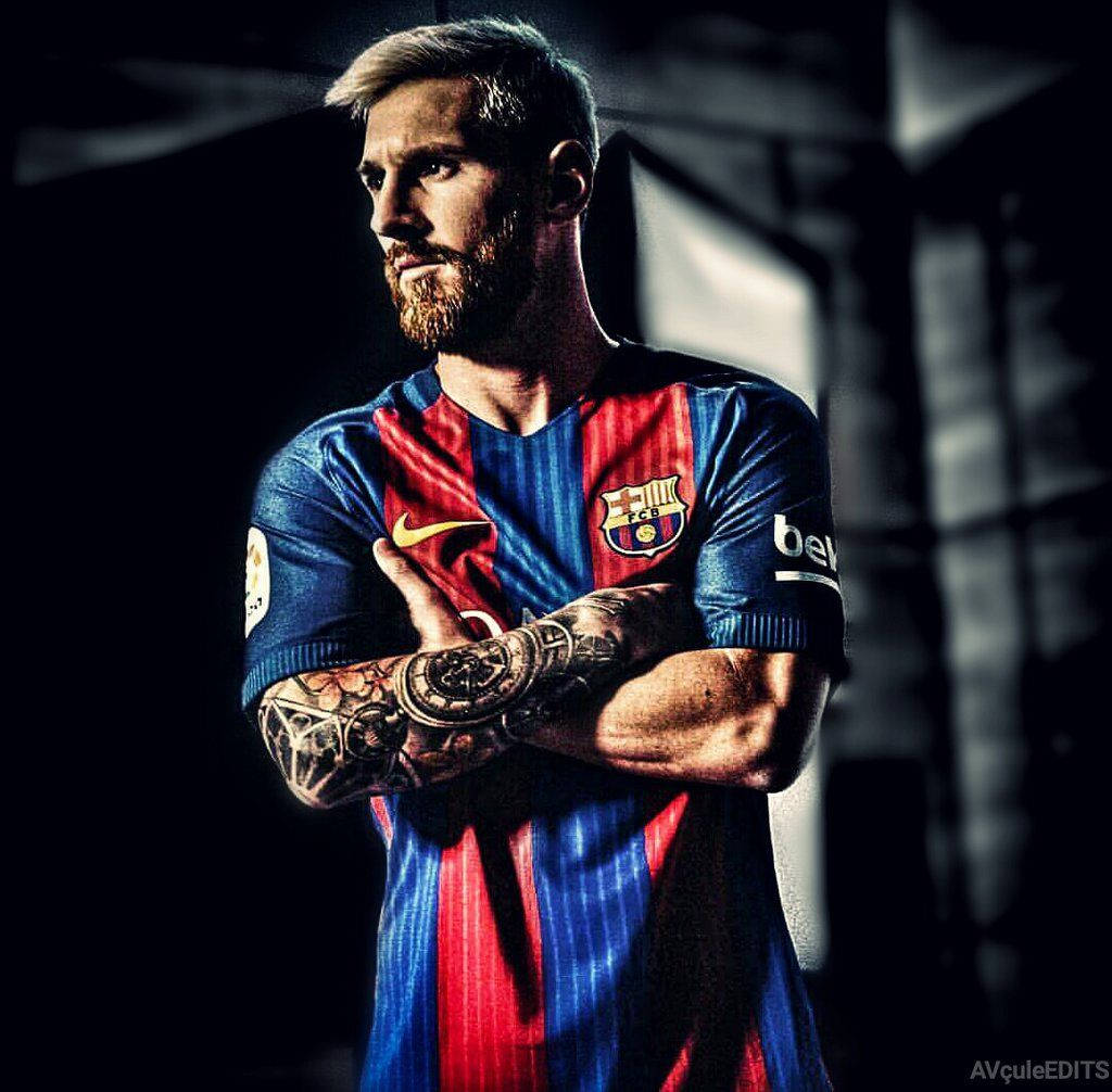 Lionel Messi arată mișcări de fotbal cu Barcelona Fundal