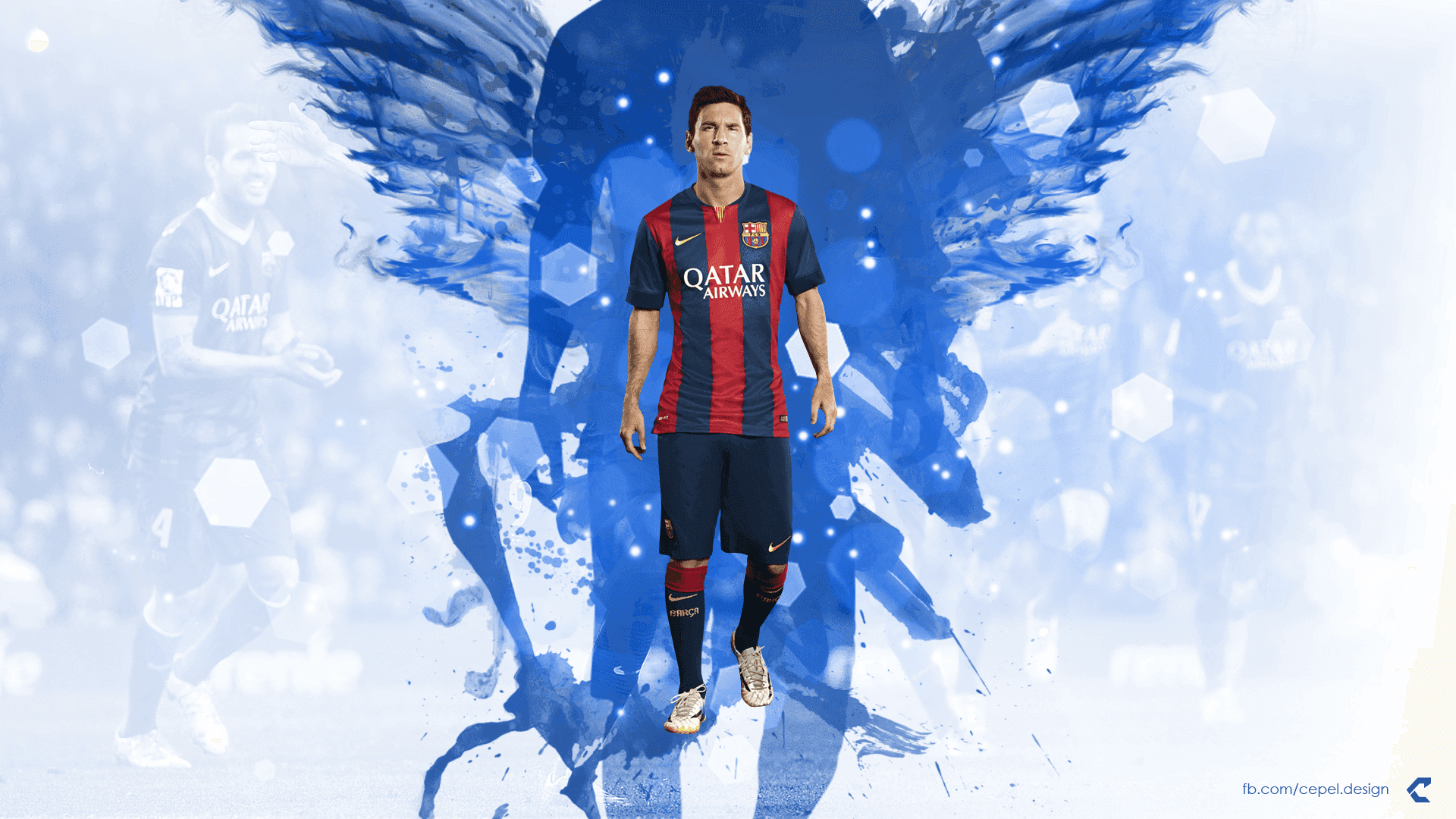 Lionel Messi, iconul Barcelonei, în acțiune. Fundal