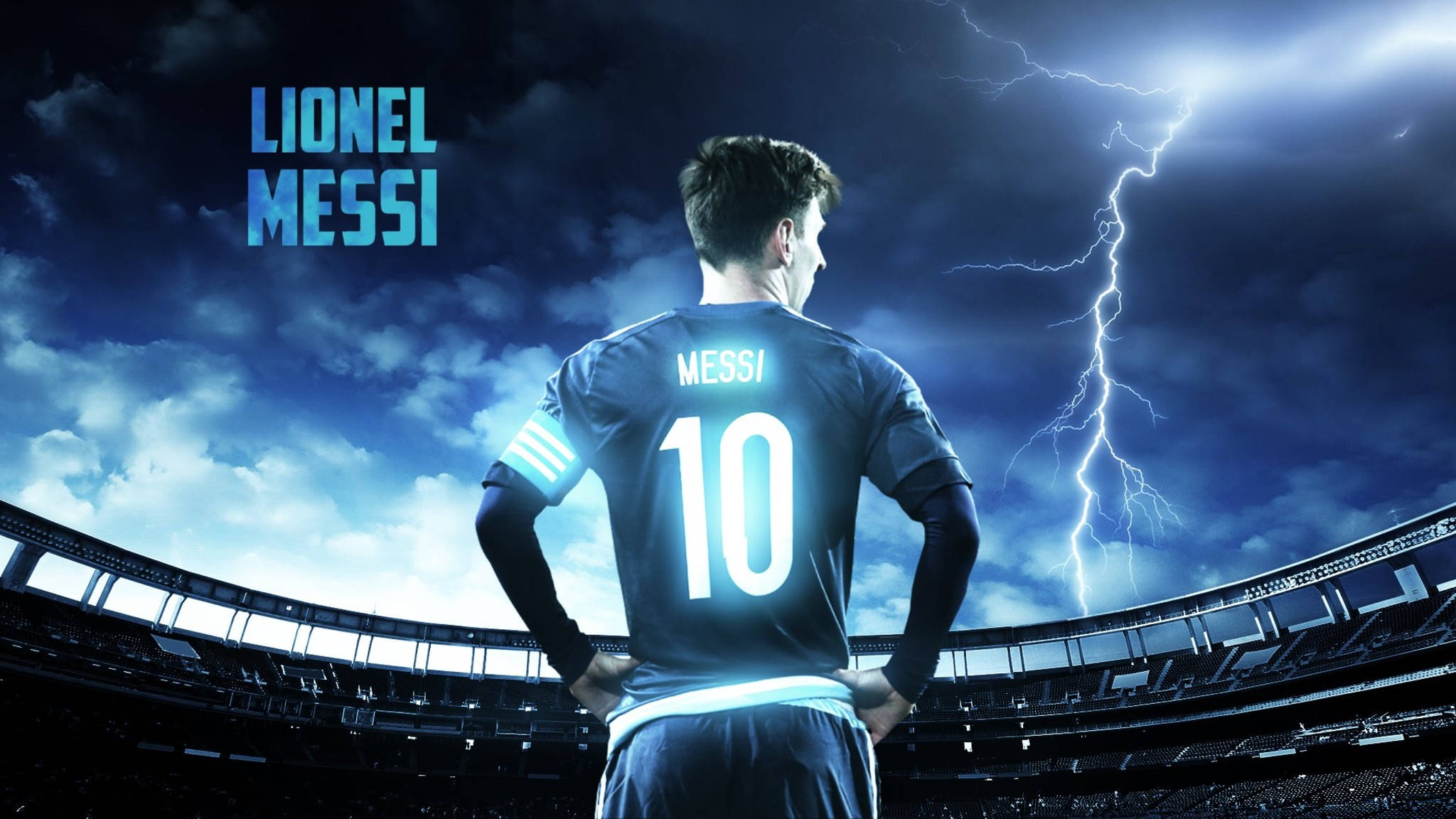 Lionel Messi, luminând stadionul Fundal