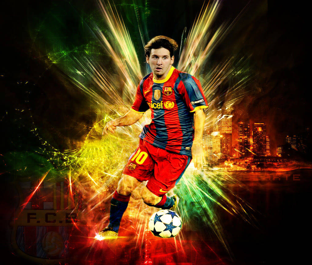 Lionel Messi luminează orașul Fundal