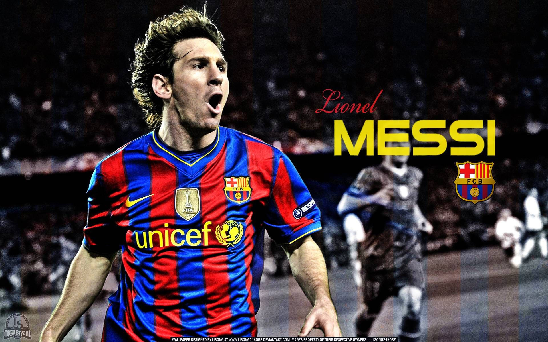 "Lionel Messi Sărbătorește cu FCB și Unicef" Fundal