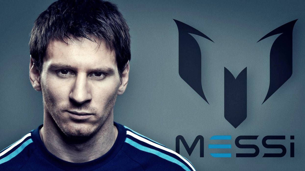 Fotografie de fundal cu fotbalistul Lionel Messi și logo-ul M personalizat — Messi Fundal