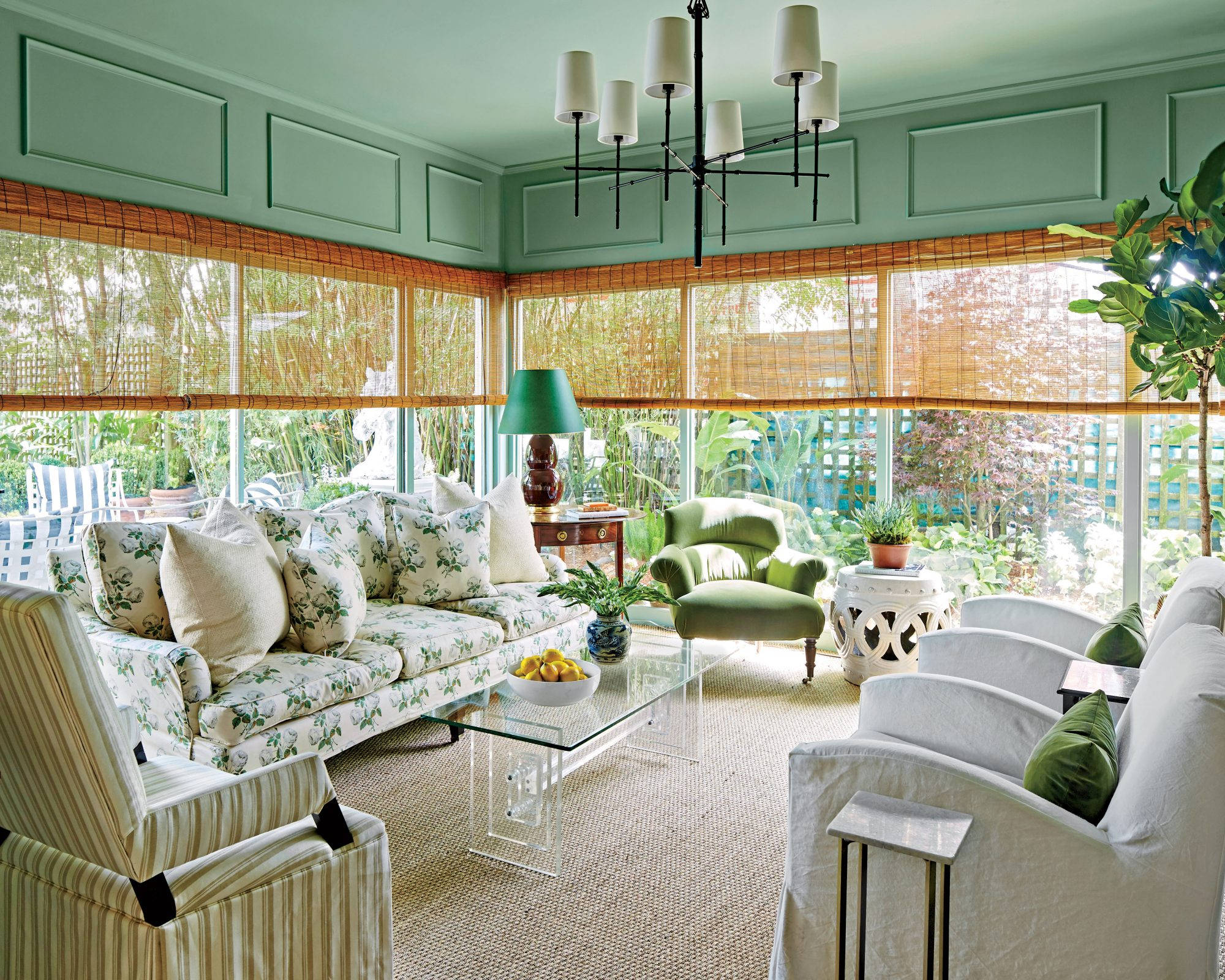 Living room estetic verde salvie Fundal