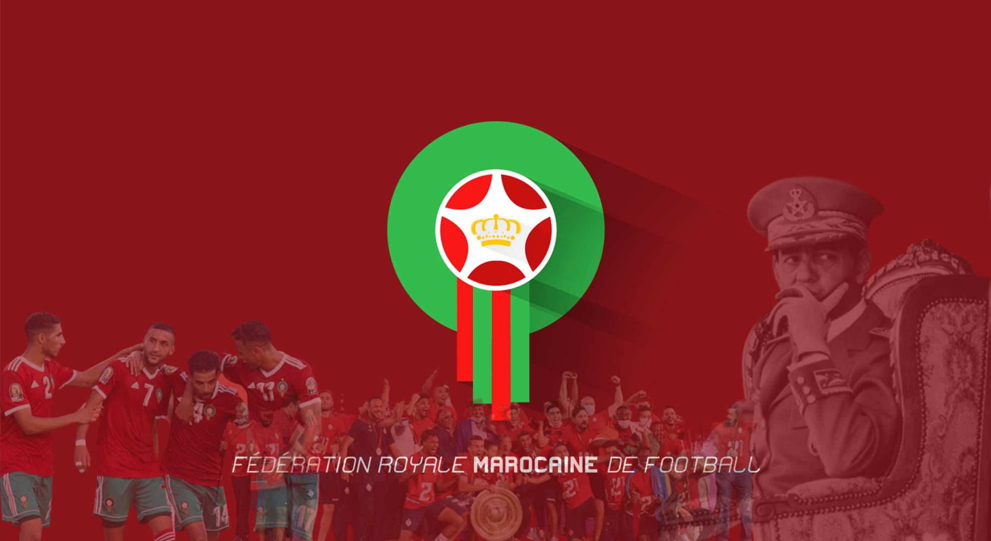 Logo al Echipei Naționale de Fotbal a Marocului pe Fundal Roșu Estetic Fundal