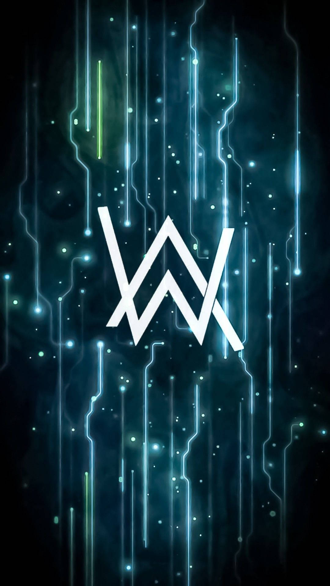 Logo alb Alan Walker cu fundal abstract Fundal