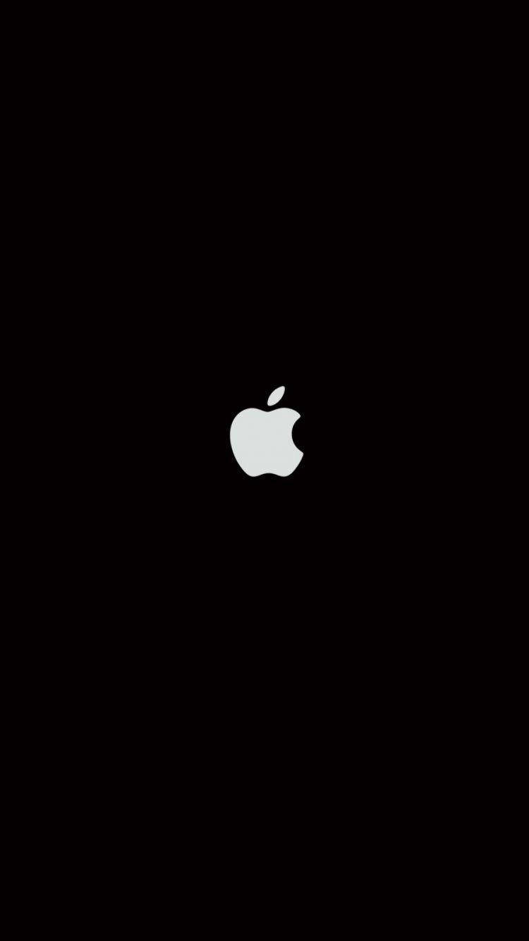 Logo Apple alb pe fundal negru solid pentru iPhone Fundal