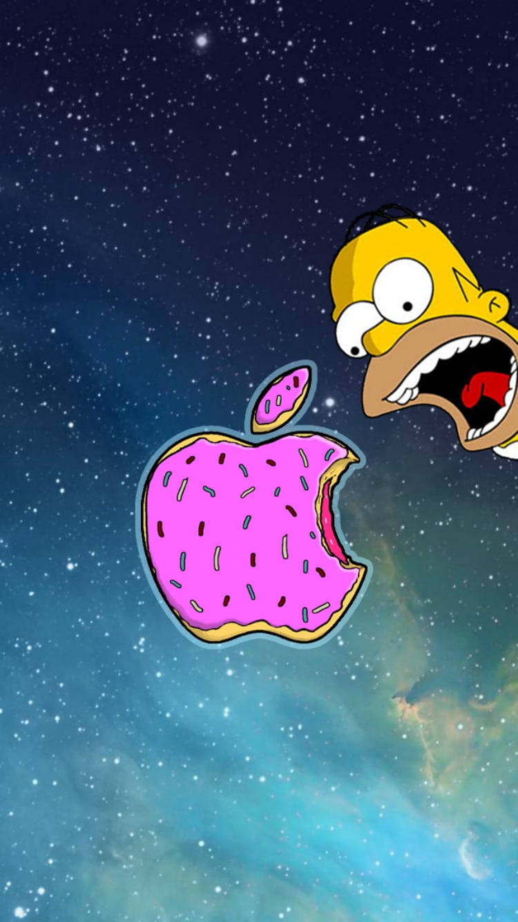 Logo Apple cu gogoașă roz pentru iPhone Fundal