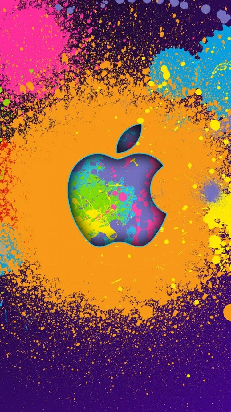 Logo Apple iPhone cu explozie de culoare Fundal