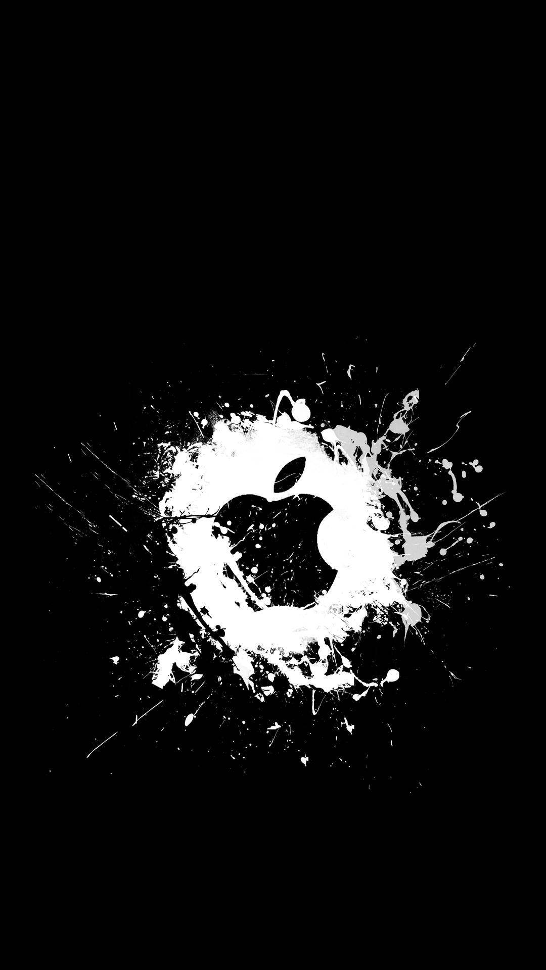 Logo Apple negru cu stropire albă pe iPhone Fundal