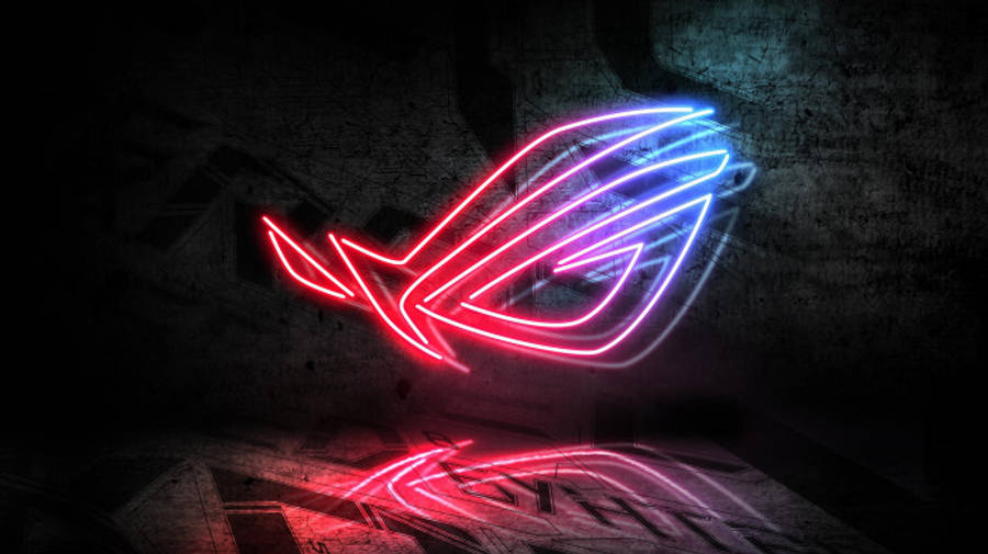 Logo ASUS ROG în Neon Albastru și Roșu Fundal