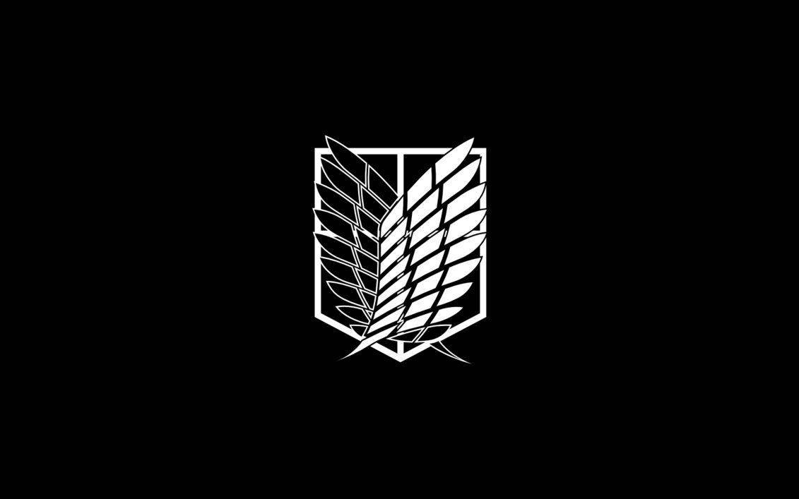 Logo Attack on Titan Alb și Negru Fundal