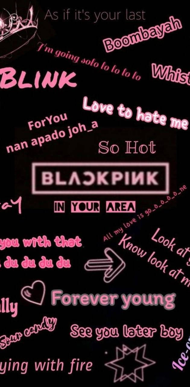 Logo Blackpink cu titluri de melodii Fundal