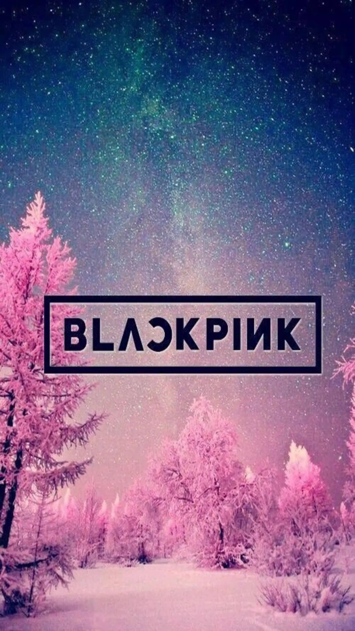 Logo Blackpink peste o pădure înzăpezită roz Fundal