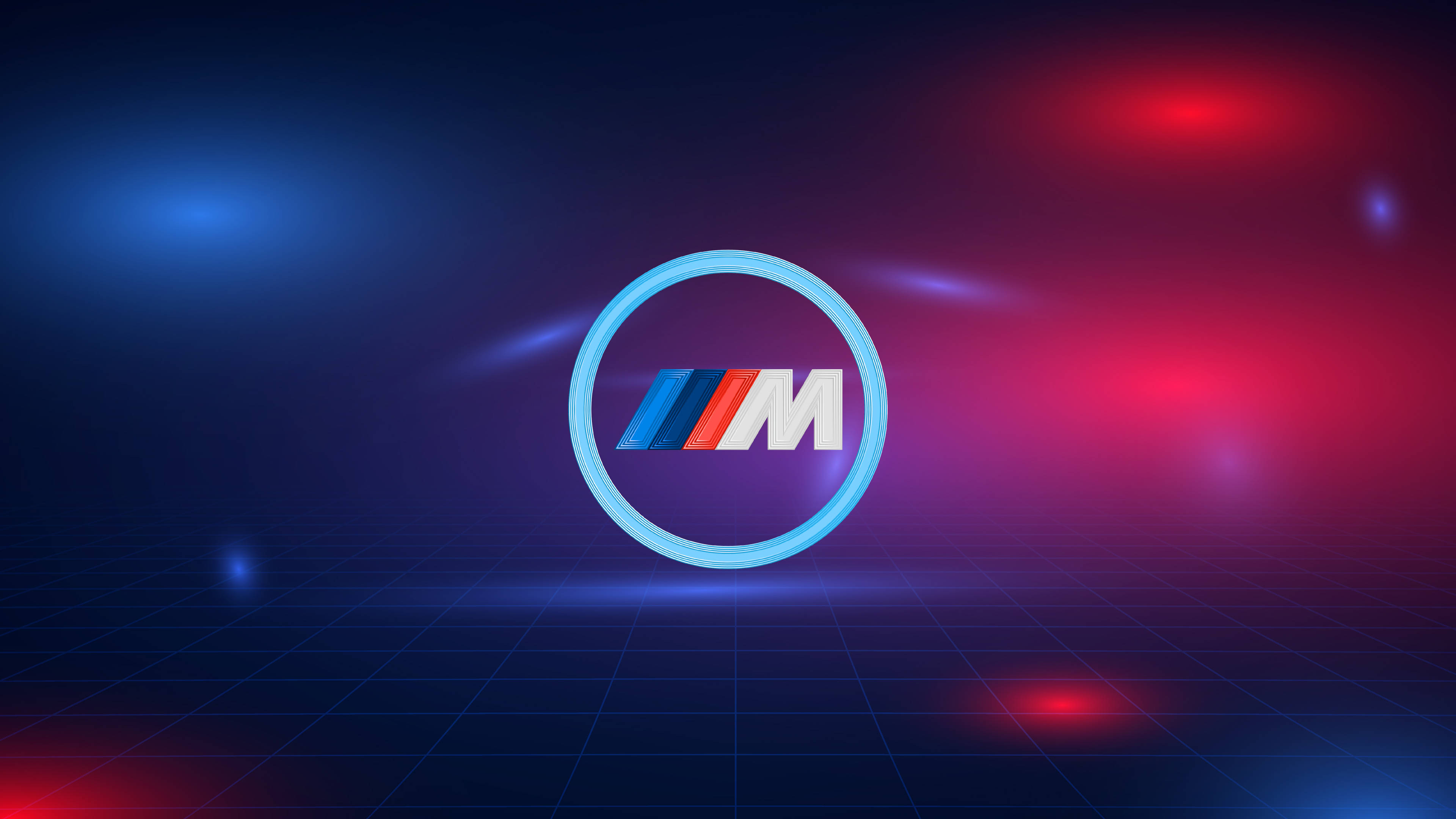 Logo BMW M în lumină albastră și roșie Fundal