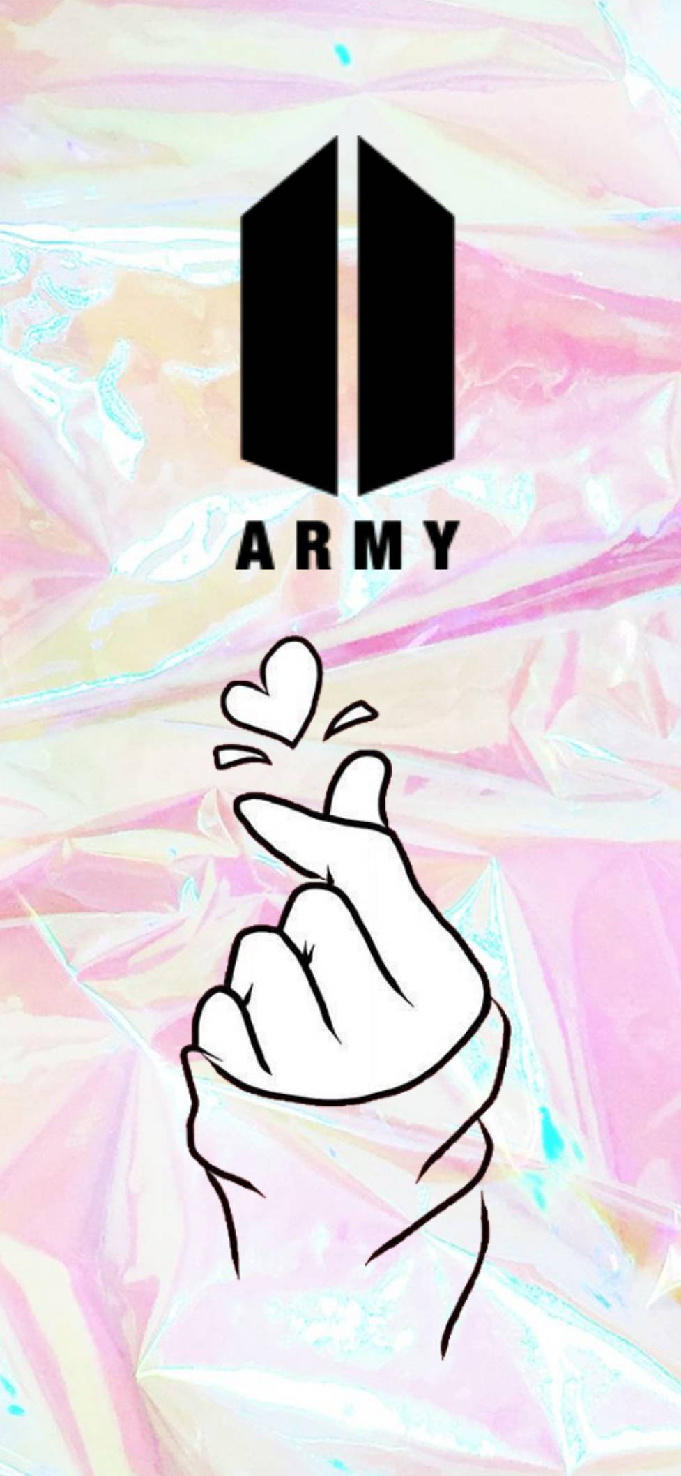 Logo BTS Finger Heart Fundal