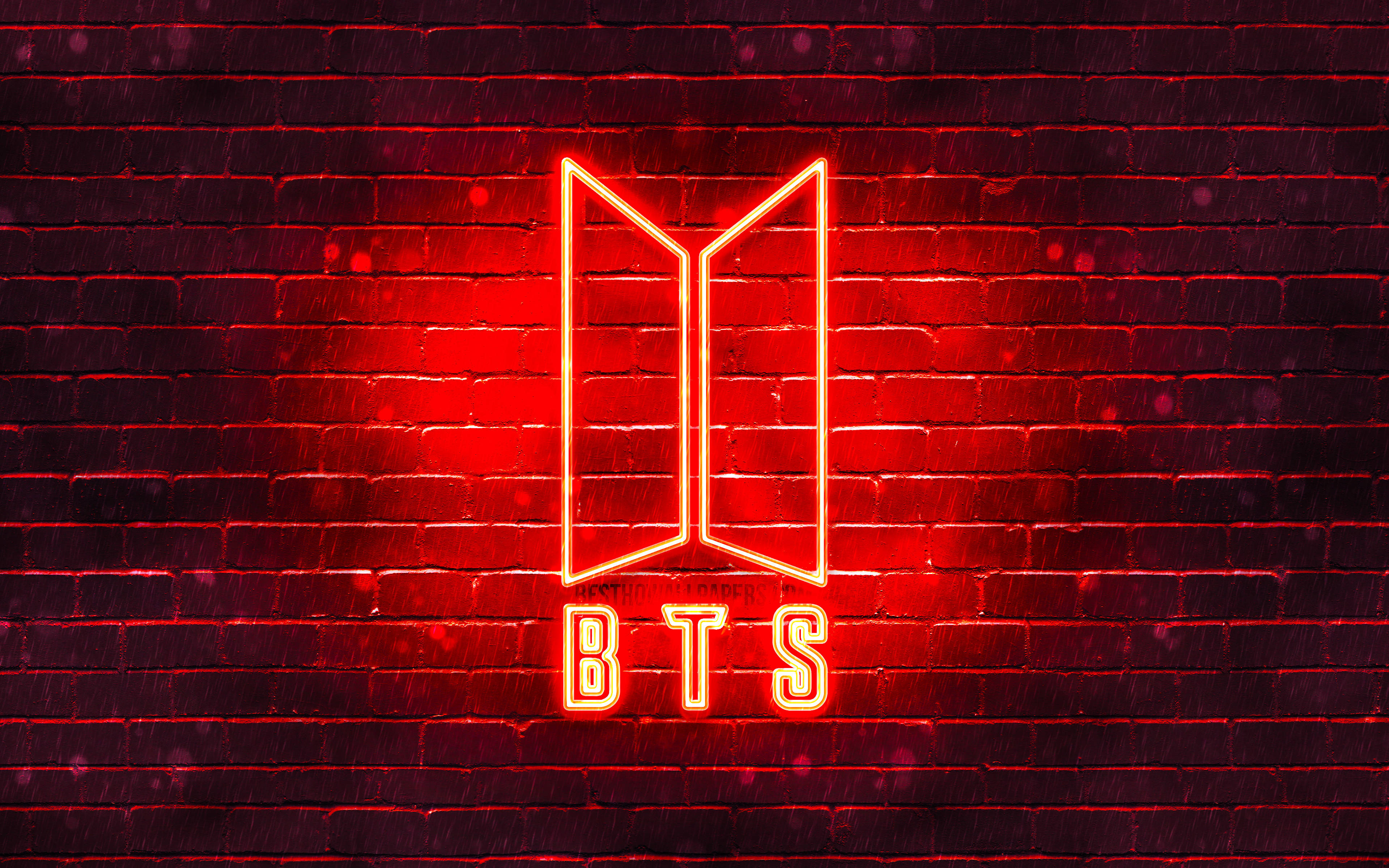 Logo BTS Neon Roșu Fundal