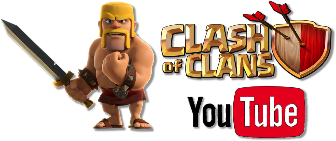 Logo Clash of Clans cu personaj și iconiță YouTube Fundal