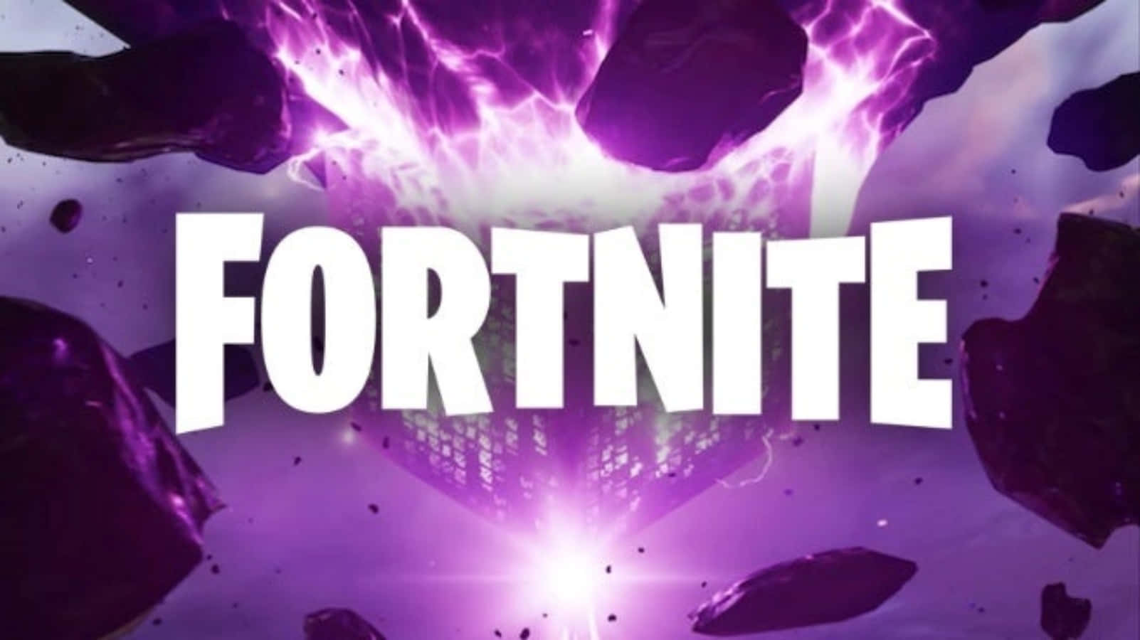 Logo Cool Fortnite cu Descărcări Electrice Purpurii Fundal