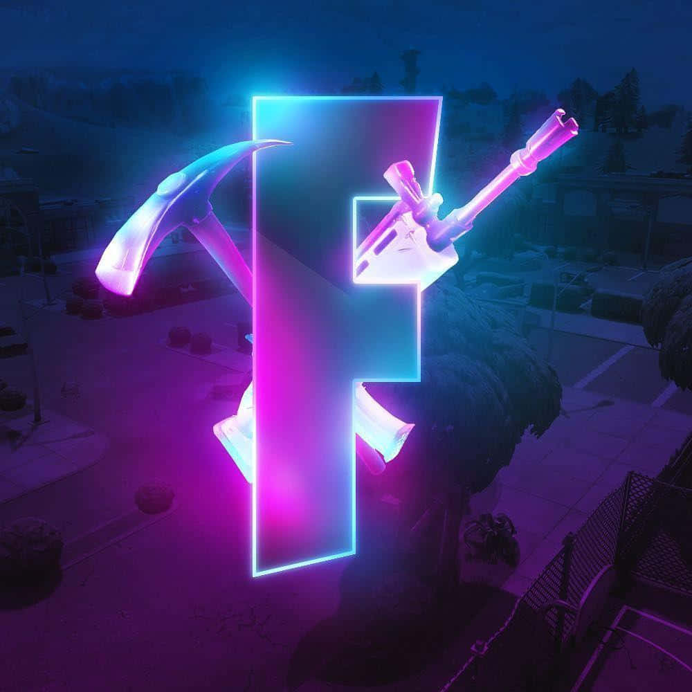 Logo Cool Fortnite cu Strălucire Violetă Fundal