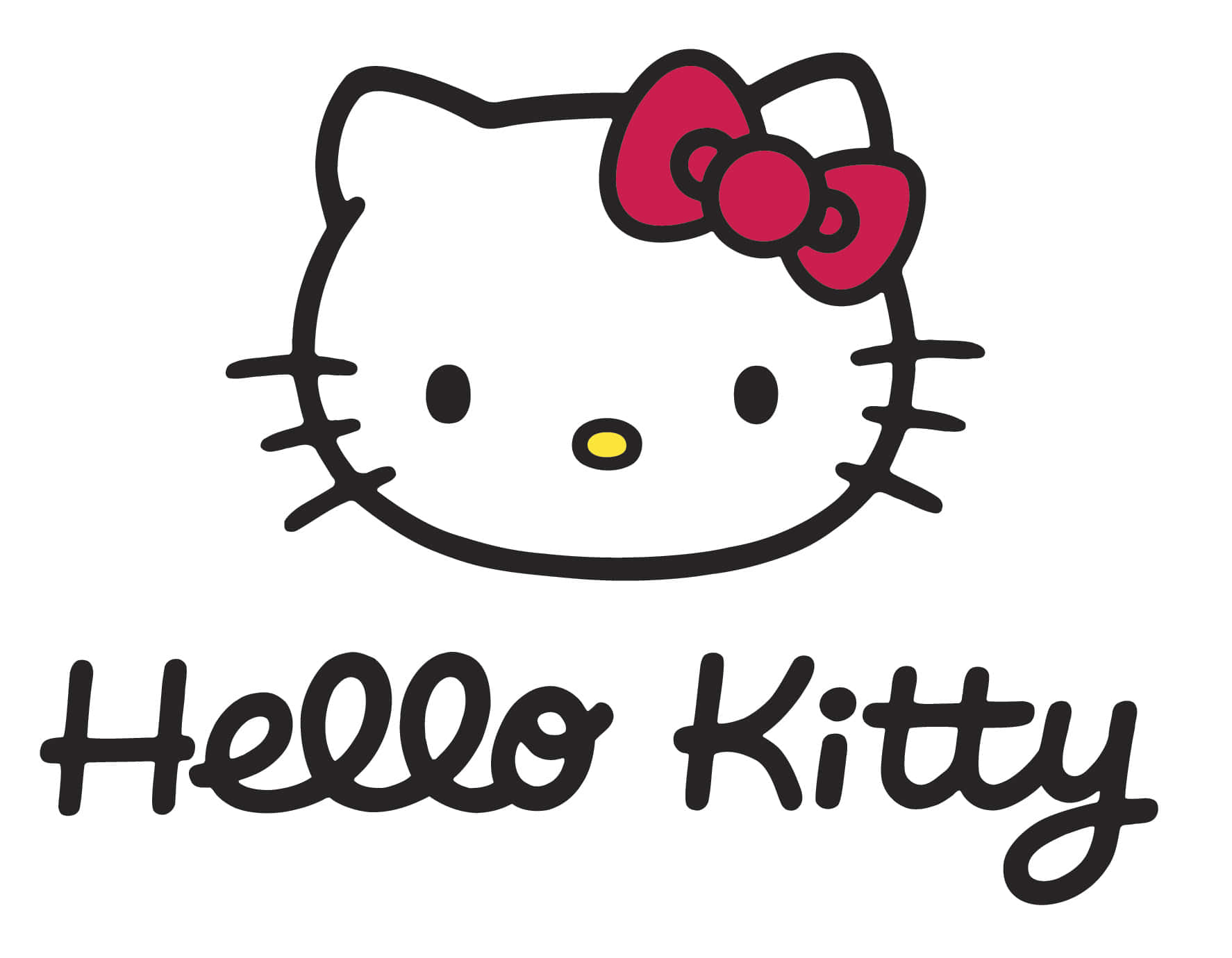logo Hello Kitty cu o fundă roșie Fundal