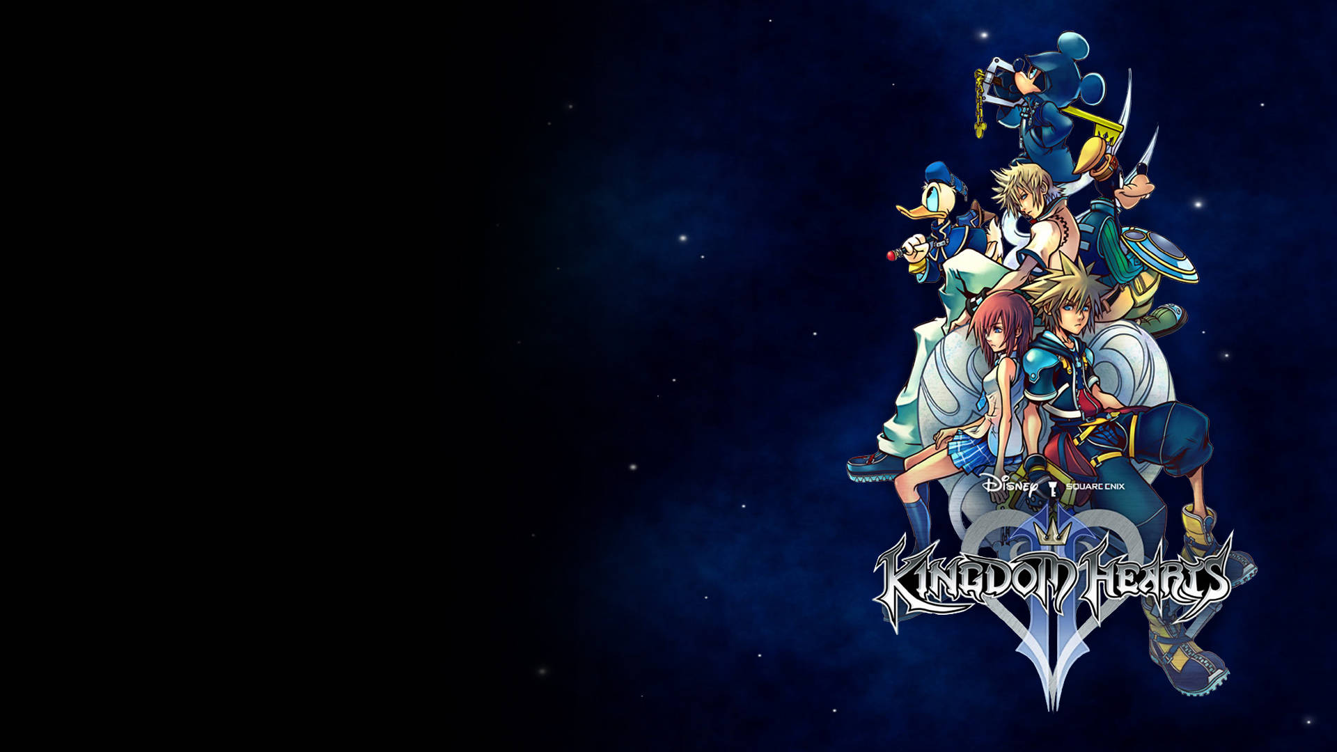 Logo Kingdom Hearts pe fundal întunecat Fundal