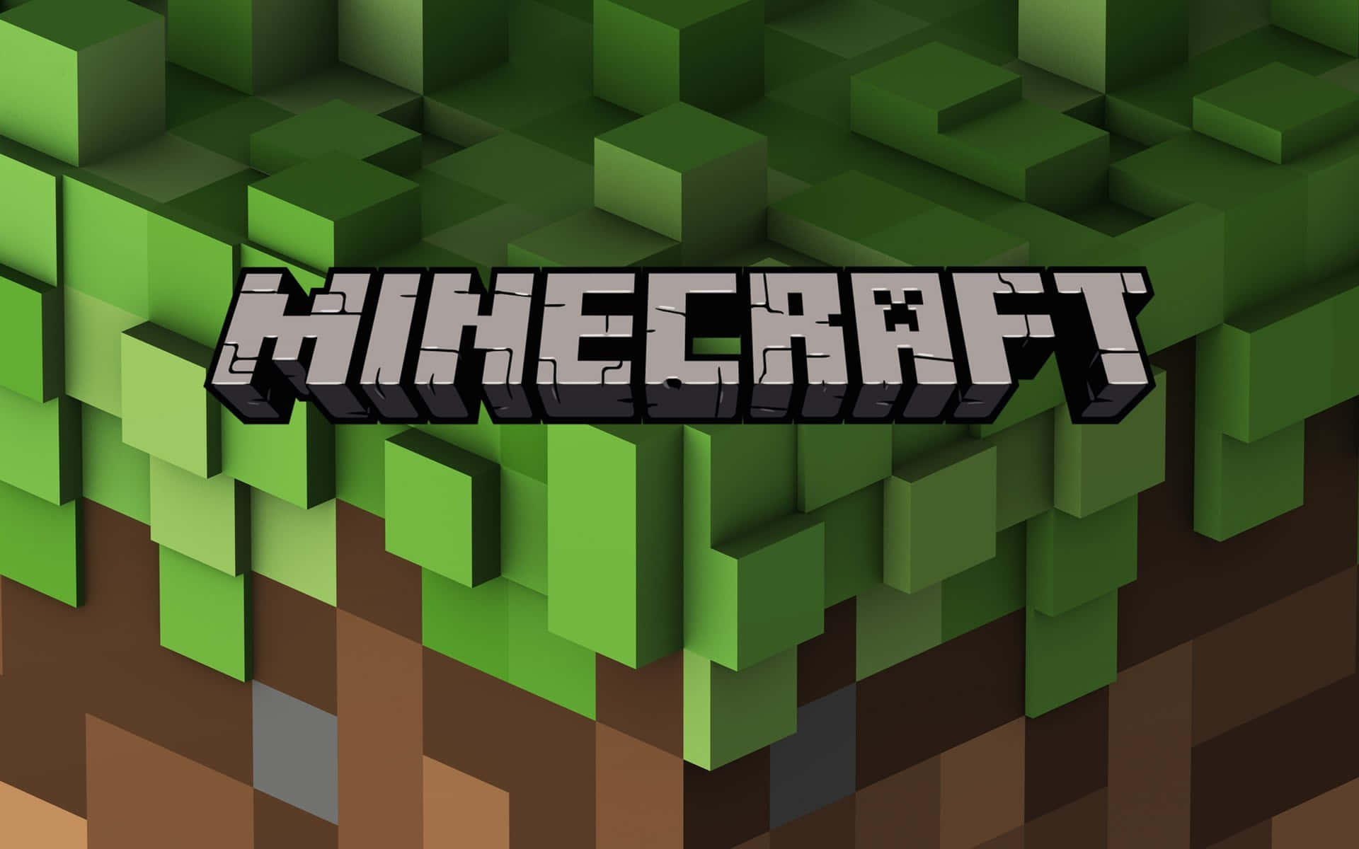 Logo Minecraft pe iarbă pixelată Fundal