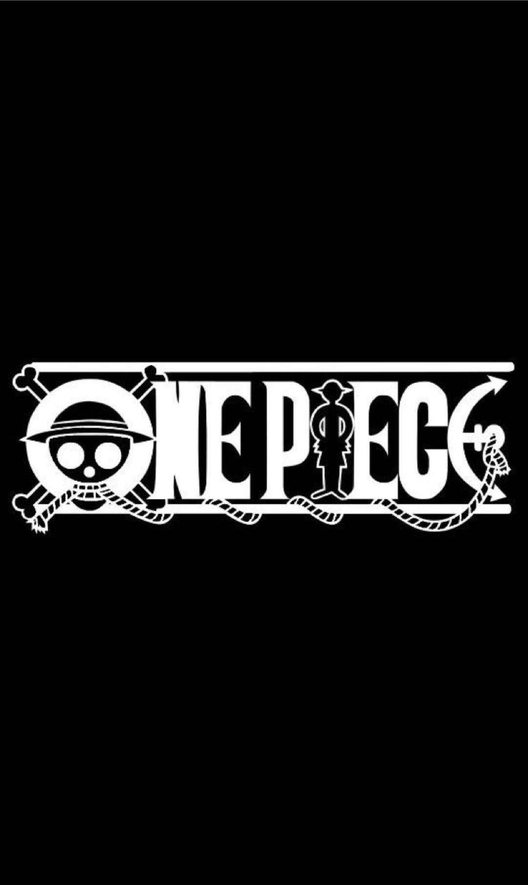 Logo One Piece pe telefon, fundal negru Fundal