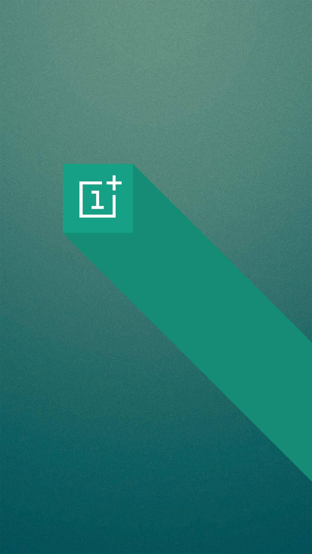 Logo OnePlus pe un cub verde Fundal